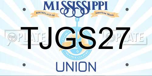 TJGS27 Mississippi License Plate