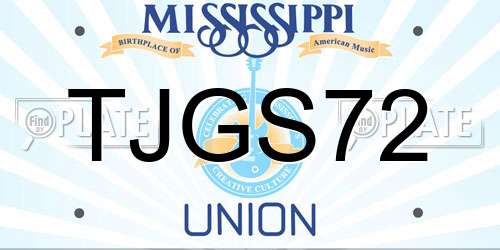 TJGS72 Mississippi License Plate