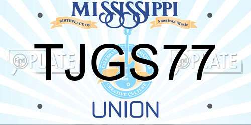 TJGS77 Mississippi License Plate
