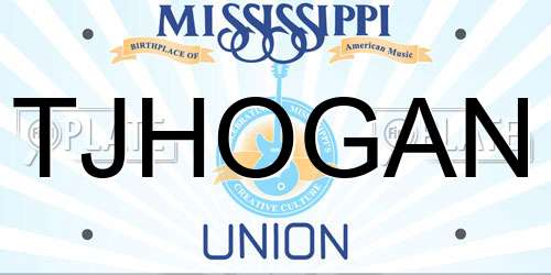 TJHOGAN Mississippi License Plate
