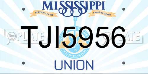 TJI5956 Mississippi License Plate