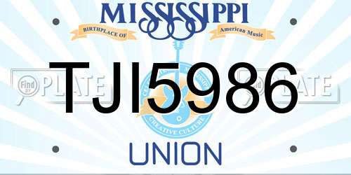 TJI5986 Mississippi License Plate