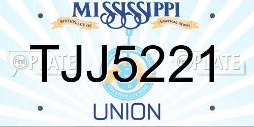 TJJ5221 Mississippi License Plate