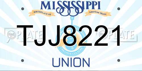 TJJ8221 Mississippi License Plate