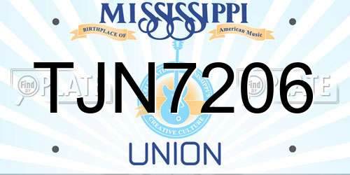 TJN7206 Mississippi License Plate
