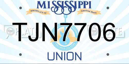 TJN7706 Mississippi License Plate