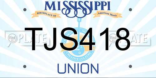 TJS418 Mississippi License Plate
