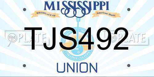 TJS492 Mississippi License Plate