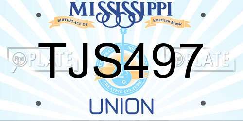 TJS497 Mississippi License Plate