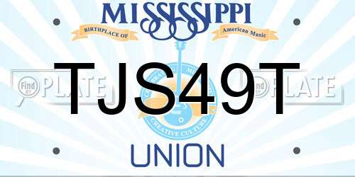 TJS49T Mississippi License Plate