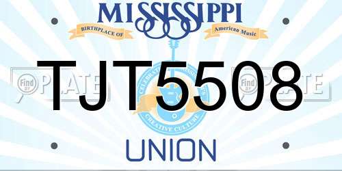 TJT5508 Mississippi License Plate