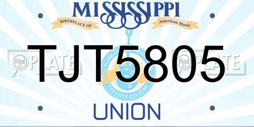 TJT5805 Mississippi License Plate