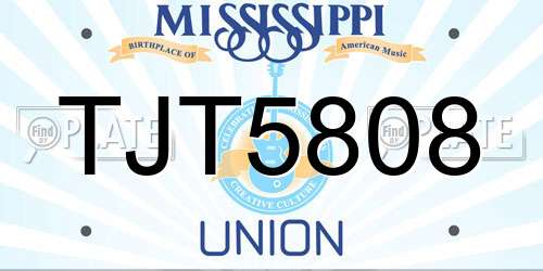 TJT5808 Mississippi License Plate