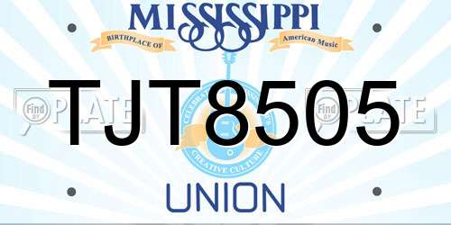 TJT8505 Mississippi License Plate
