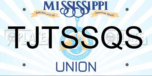 TJTSSQS Mississippi License Plate