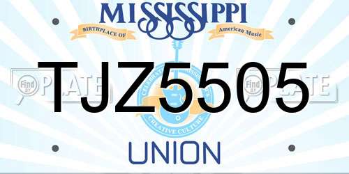 TJZ5505 Mississippi License Plate