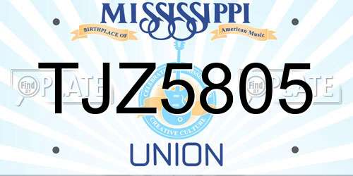 TJZ5805 Mississippi License Plate