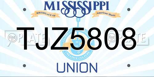 TJZ5808 Mississippi License Plate