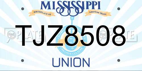 TJZ8508 Mississippi License Plate