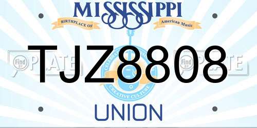 TJZ8808 Mississippi License Plate
