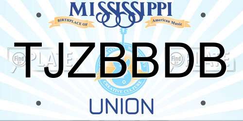 TJZBBDB Mississippi License Plate