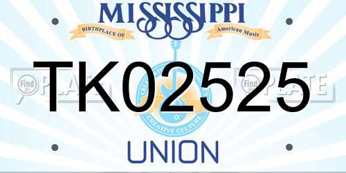 TK02525 Mississippi License Plate