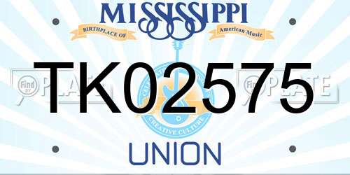 TK02575 Mississippi License Plate