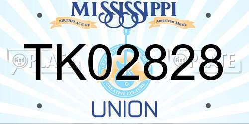 TK02828 Mississippi License Plate
