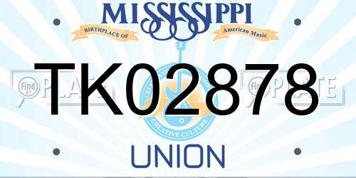TK02878 Mississippi License Plate