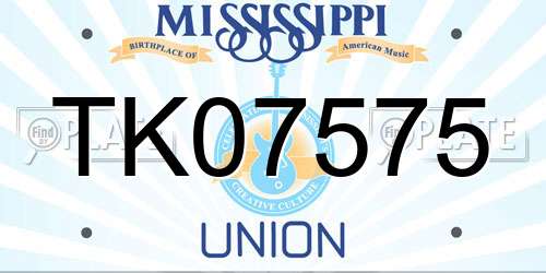 TK07575 Mississippi License Plate