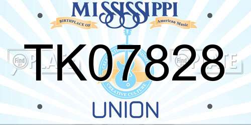 TK07828 Mississippi License Plate