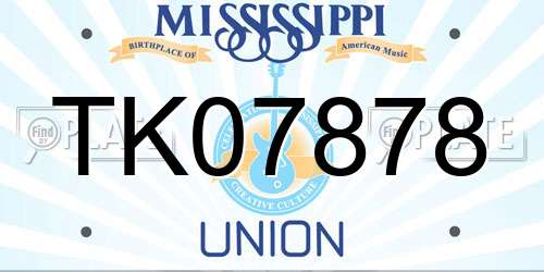 TK07878 Mississippi License Plate