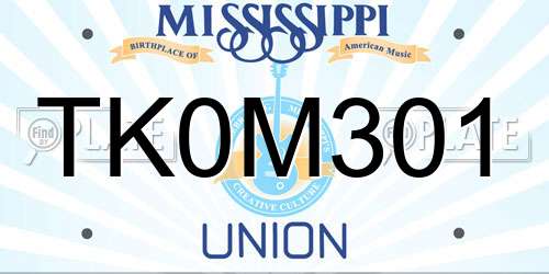 TK0M301 Mississippi License Plate