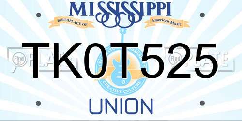 TK0T525 Mississippi License Plate