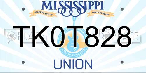TK0T828 Mississippi License Plate