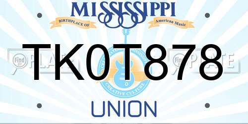 TK0T878 Mississippi License Plate