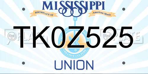 TK0Z525 Mississippi License Plate