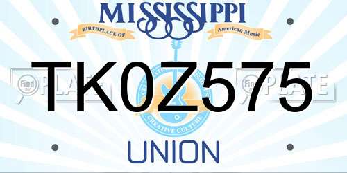 TK0Z575 Mississippi License Plate