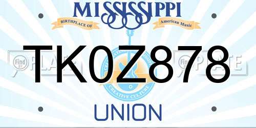 TK0Z878 Mississippi License Plate
