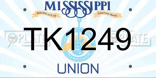 TK1249 Mississippi License Plate