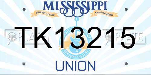 TK13215 Mississippi License Plate