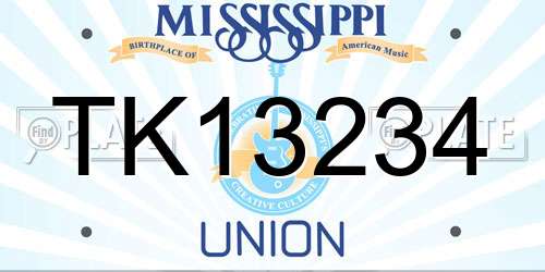 TK13234 Mississippi License Plate