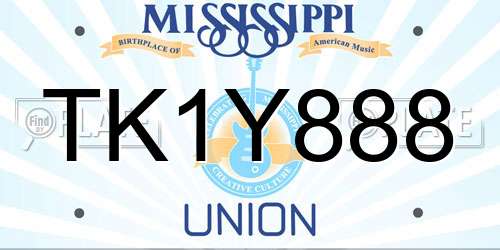TK1Y888 Mississippi License Plate