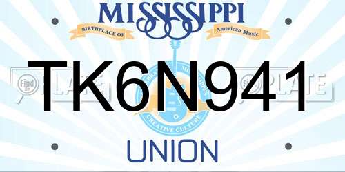 TK6N941 Mississippi License Plate