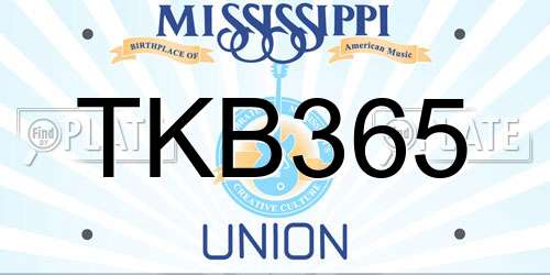 TKB365 Mississippi License Plate