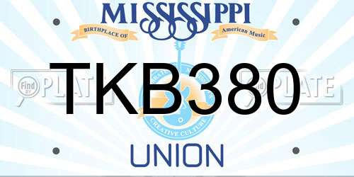 TKB380 Mississippi License Plate