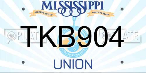 TKB904 Mississippi License Plate
