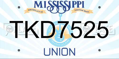 TKD7525 Mississippi License Plate