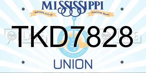 TKD7828 Mississippi License Plate