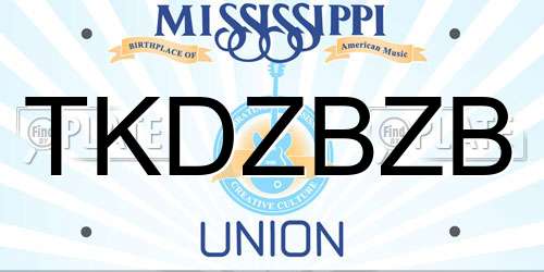 TKDZBZB Mississippi License Plate